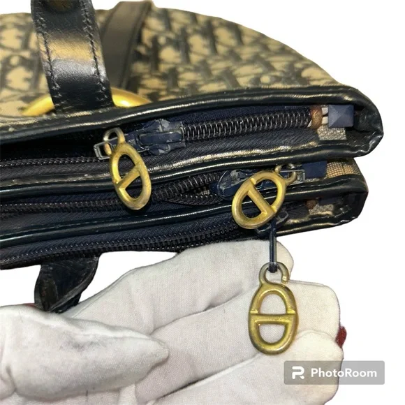 Vintage Christian Dior Navy Trotter Handbag Shoulder Bag Purse with COA - Picture 7 of 15
